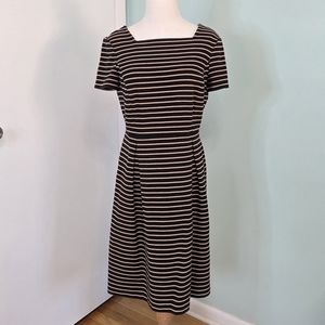 Talbots Knit Striped Dress Black And Brown size 8